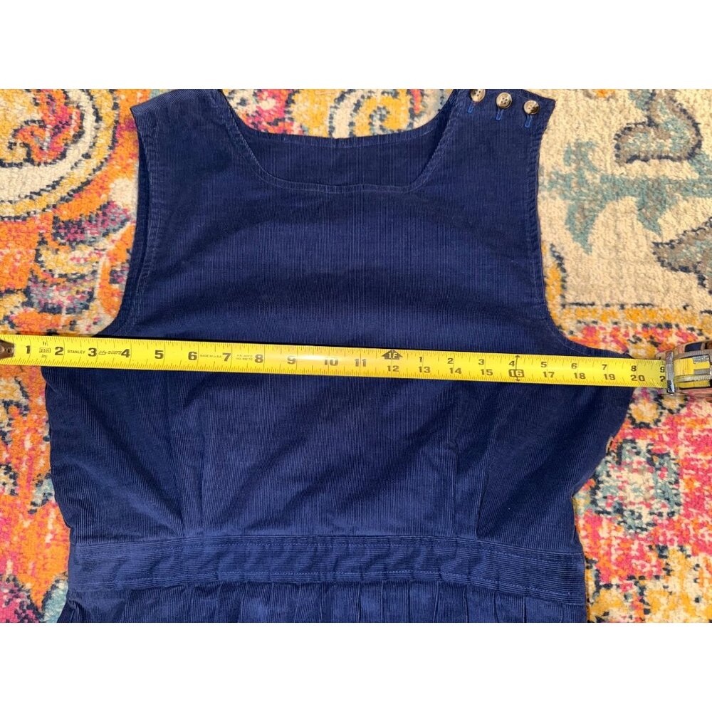 L.L. Bean Blue Corduroy Pinafore Dress 90s Cottagecore Prairie USA Made Size 14 - Picture 9 of 11